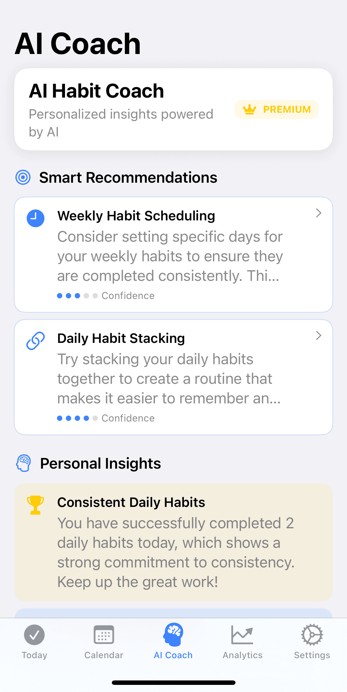 HabitsAI AI Coach Screen